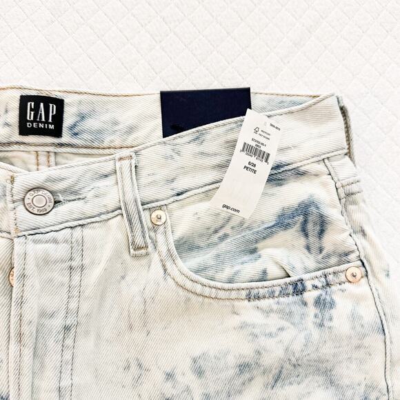 GAP Boyfriend Cropped Denim Jeans Acid Wash Tie Dye Size 6 28 Petite - Picture 6 of 7